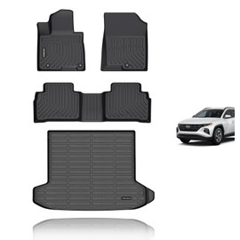 KELCSEECS® All Weather Floor Mats & Cargo Liner Set Custom for 2025 2024 2023 2022 Hyundai Tucson Car Mats Automotive Cargo Mat Floor Liners Trunk Mat Hyundai Tucson Trunk Liner Accessories Black