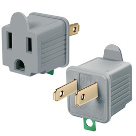 TENINYU Grounded Adapter 3-Prong to 2-Prong Outlet Converter - 3 Pin to 2 Pin Plug Socket Adapter Extension for Electrical Cord,Household,Workshops,Industrial,Machinery (2 Pack Grey)