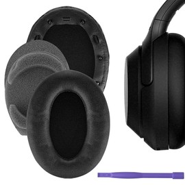 WH-1000XM3 Ersatz-Ohrpolster mit Geräuschisolierung, kompatibel mit Sony WH1000XM3, kabellose Over-Ear-Kopfhörer mit Geräuschunterdrückung, zusätzliche Dicke und Kunststoffstab, Schwarz