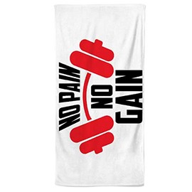 Power Towel das Coole Gym Fitness & Sports Towel with a Message, Various Motivational Quotes, Size 50 cm x 100 cm, Power Towel Microfibre Cotton (No Pain No Gain No Gain Red)