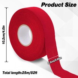 KALIONE Hockey Tape, Anti Slip Hockey Stick Tape 25m × 25mm Self-Adehesive Grip Tape Sports Grips Tape Anti Slip Wear Resistant Stick Tape for Badminton Grip Golf Pole Tennis Racket (Red)