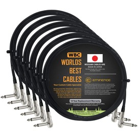 WORLDS BEST CABLES 6 Units - 3 Foot - Pedal, Effects, Patch, Instrument Cable Custom Made Made Using Mogami 2319 Wire and Eminence Nickel Plated ¼ inch (6.35mm) R/A Pancake Type Connectors