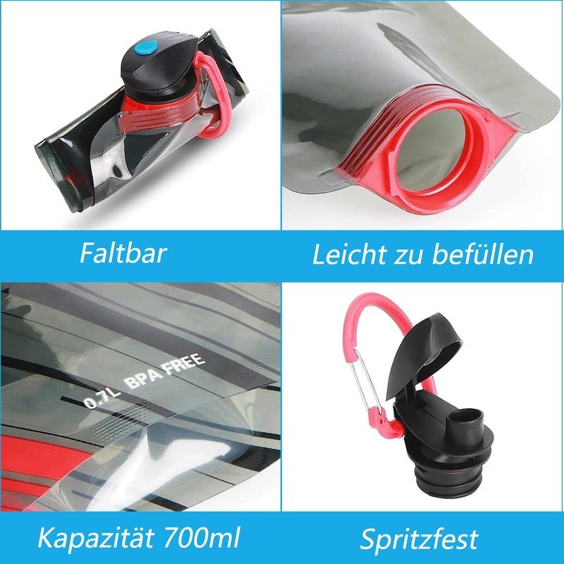 PVFZXS Foldable Drinking Bottle, Pack of 2, 700 ml Drinking