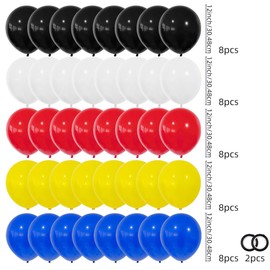 Black White Red Yellow Blue Confetti Balloons, 40pcs 12 Inch Party Balloons,Natural Latex Balloons for Men Women Girls Birthday, Wedding, Bridal Shower, Graduation, Casino Theme Party Decorations