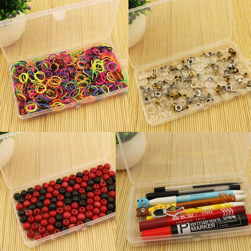 Paialco Clear Plastic Flat Rectangle Storage Box for Beads and