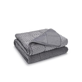 TONGDADA Minky Weighted Blanket | 40''x60'',10lbs | Cozy and Soft Minky Weighted Throw Blanket | Luxury Velvet with Premium Glass Beads | Dark Grey Minky