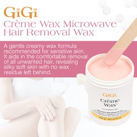 GiGi Crème Wax Microwave Hair Removal Wax for Face & Body, Gentle Soft Wax Formula for Fine to Coarse Hair, At-Home Waxing, 8 oz