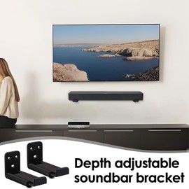 Soundbar Bracket | Floating Wall Shelf - Anti-Drop Soundbar Bracket with Adjustable Depth 3.5-5.4 Inch, for Under TV Home Cafe Hotel Kitchen Bedroom