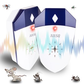 KKSQ 2 Pcs Ultrasonic Pest Repeller Indoor, Pest Repellent Ultrasonic Plug in, 3 Mode Switch, Pest Control for Roach,Rodent,Mouse,Bugs,Mosquito,Mice,Spider, for House, Garage, Warehouse
