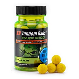 Tandem Baits Carp Feed Fishing Food Pop Ups Boilies Zig Rig Chod Rig Hook Bait Carp Food Perfection Mini Pop-Up 12mm 30g Banana Cream