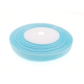 FYdxeud Sheer Organza Ribbon for Gift Wrapping, Craft, Hair Bow, Wedding Deco … (Light Blue, 3/8" x 50 Yards)