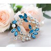 Gyn&Joy Rhinestone Crystal Leaf Wedding Flower Wreath Brooch Pin, Metal,