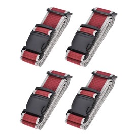 uxcell Luggage Straps Suitcase Belts with Buckle Label, 2x78 2Mx5cm Adjustable PP Travel Bag Packing Accessories, Red Gray 4Pcs
