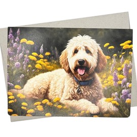 Whitman and Daughter Goldendoodle Wildflower Card, Goldendoodle Birthday Card (1 Premium Card, 5X7 Inches) dog card blank for all occasions like thinking of you or floral get well wishes - 687