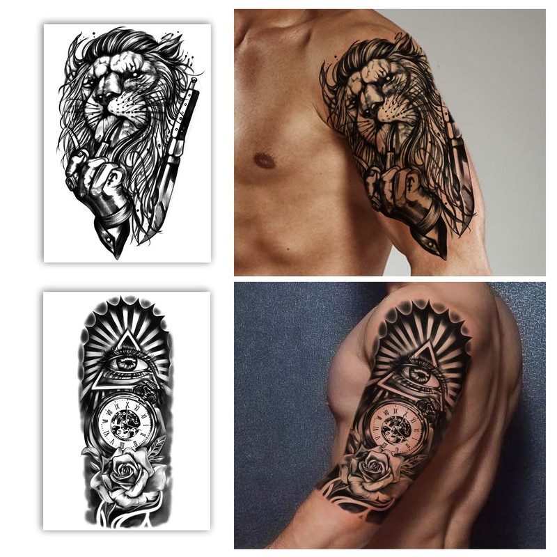 Waterproof Temporary Tattoos Full Arm 8 Sheets and Half Sleeve