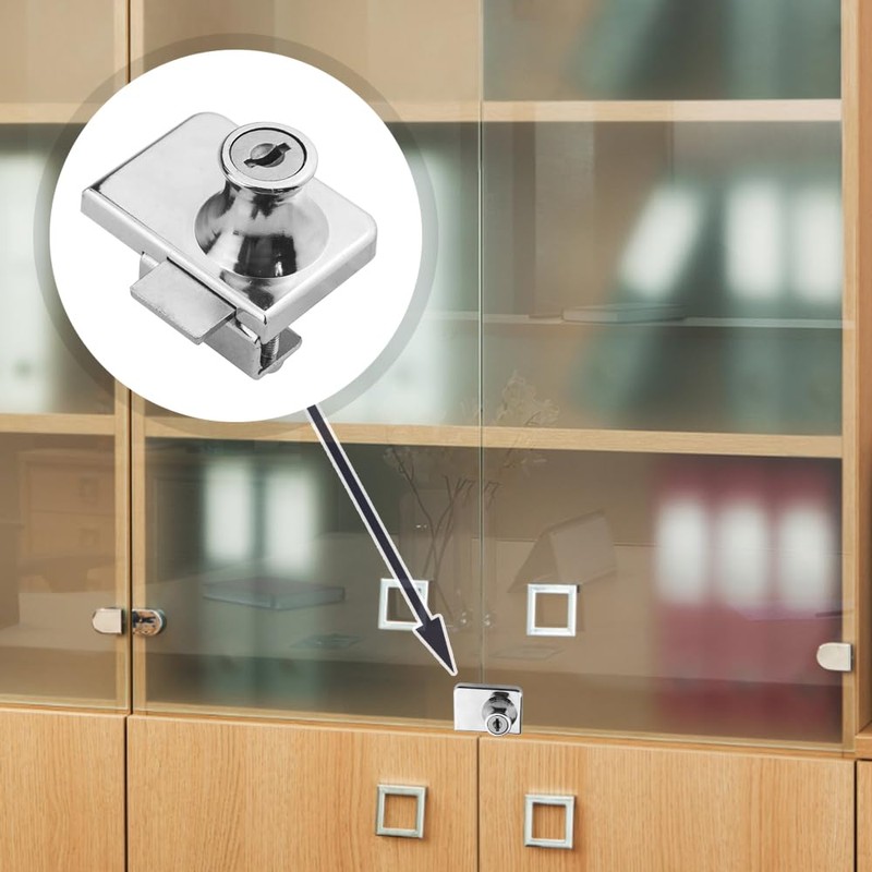 TOVOT 2PCS Glass Cabinets Locks with Same Keys Double Opening