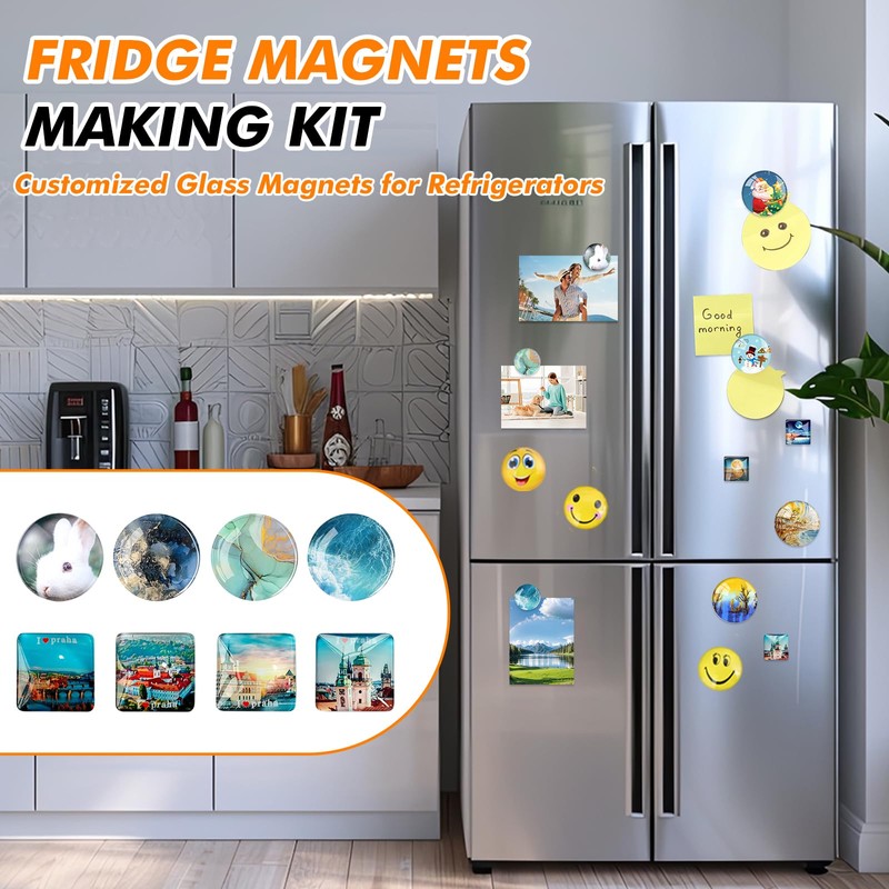 Aertiavty 72 Pcs Fridge Magnets Making Kit, 2 Inch Glass