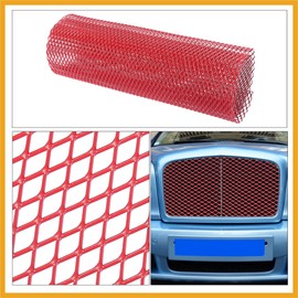 Partuto Car Grille Mesh Sheet 40x13 Inch Grille Net 12x6mm Diamond Shape Red Replacement