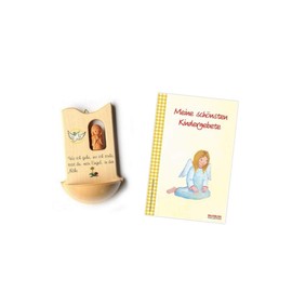 MaMeMi Weihkessel aus Ahorn - Holz mit Tonengel Schönes Weihbecken für Kinder als Geschenk zur Taufe oder Kommunion