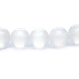 Echtes Selenit Edelstein Armband mit 6mm Perlen und Edelstahlherz - verschiedene Längen - Heilstein Schutzstein Talisman Glücksbringer Geschenk (Selenit, 20CM)