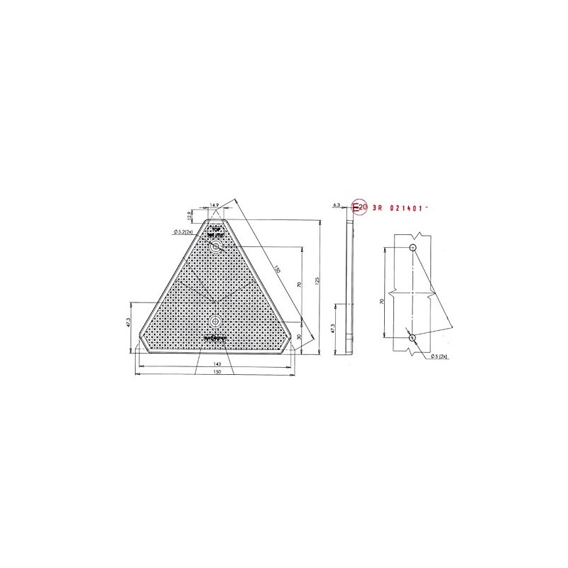 Triangle Reflector Cats Eyes Screw-On Car Caravan Trailer