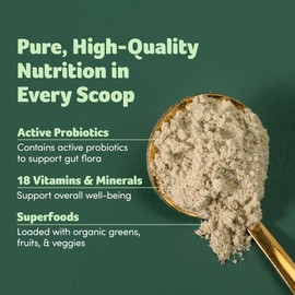 Purely Inspired Organic Green Powder Smoothie Mix, Unflavored (24 Servings) - Probiotics for Digestive Health with Spirulina & Chlorella for Gut Health - Vegan