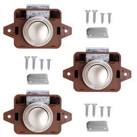 Kellegour 3 Pieces Push Lock Push Button Lock Push Button Catch Door Lock Cabinet Lock Catch, Push Button Catch, Push Lock Button Catch for Drawer, Cabinet, Motorhome, Ship (Brown)