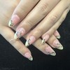 CECOBAG 24Pcs Short Almond Shape Nails with 3D Ladybug Leaf