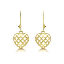 Carissima Gold Women's 9ct Yellow Gold Diamond Cut Heart Drop Earrings