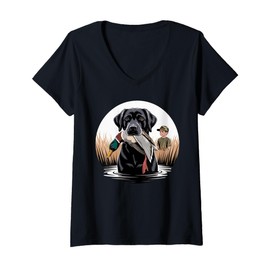 Womens Local Boy Black Lab Marsh Scene Sunset Vintage Country V-Neck T-Shirt