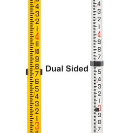 Firecore 16-Foot Aluminum Grade Rod - 8ths, 5 Sections Dual Sided Telescoping Leveling Rod with Bubble Level and Carrying Case - FLR500C