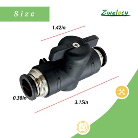 2 Pcs Push to Connect Fittings Pneumatic Ball Valve 3/8" X 3/8" (8mm) OD PVC Air Flow Control Valve Air Straight Union Quick Connect Hose Fittings