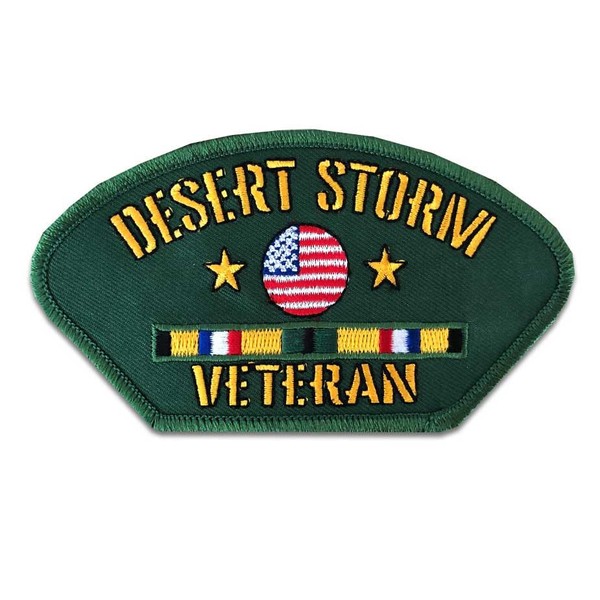 Desert Storm Veteran Patch with Ribbons and US Flag Graphics
