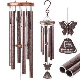 YLYYCC Wind Chimes for Outside with Butterfly Wind Catcher, 33" Memorial Metal Wind Chime Suitable for Patio, Garden Hanging Decorations, Deep Tone Soothing, Perfect Christmas Birthday Gifts for Women