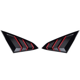 Acdeyaca Rear Side Window Louvers Compatible with Honda Civic Sedan 2016-2021, Air Vent Scoop Shades Cover Blinds (Glossy Black & Red)