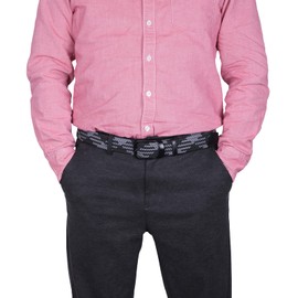 Lovionus89 Golf Belts for Men, Adjustable Woven Braided Stretch Belt Men for Casual Jeans, 115 CM, Black Grey