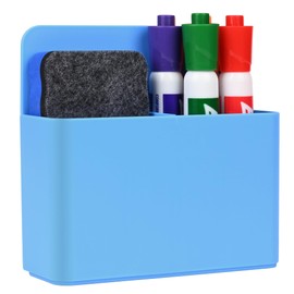 Magnetic Dry Erase Marker Holder, Magnetic Pen Marker Holder for Whiteboard, Fridge, Locker Accessories, School, Office, Home, Magnet Pen Cup,1 Pack, Blue