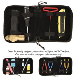 The Beadsmith Zippered Tool Pouch – 8” x 7” x 1.25” – 8 Bands – Made of Black Canvas – Use to Store and Transport Craft Pliers and Tools
