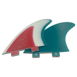 UPSURF Surfboard Fins Twin fins Set(2 Fins) Double Tabs Fins-Solid Fiberglass MR Size duoble Tab2 fin Thruster (Red,White,Green Duoble tab)