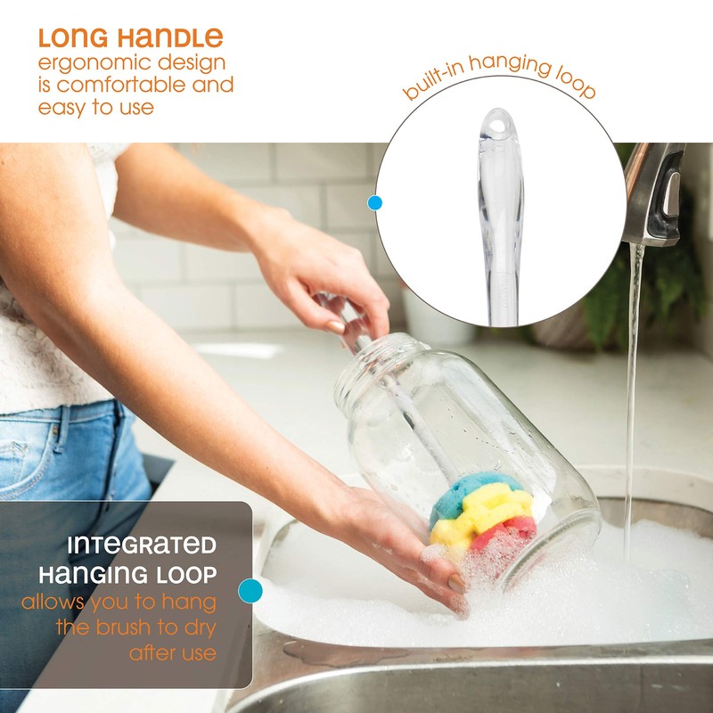 Casabella, Plum/Lime/Orange Multicolor Clear Sponge Brush, 1 EA