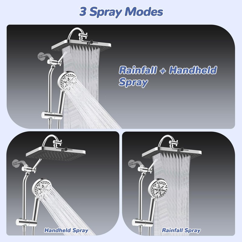 Hibbent Upgraded cUPC Certified 13'' Shower Head Combo, High Pressure