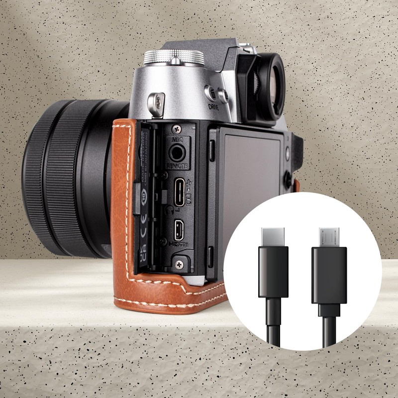 MUZIRI KINOKOO Fuji XT50 Case, PU Leather Protective Half Case