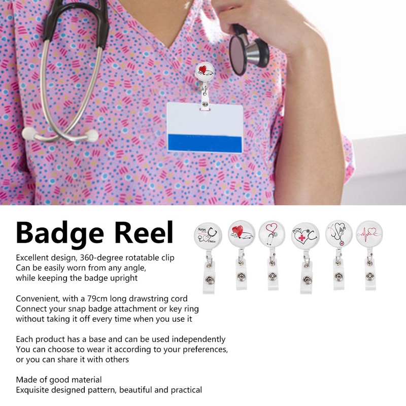 Retractable Badge Reel Clip Portable Nurse ID Name Card Badge
