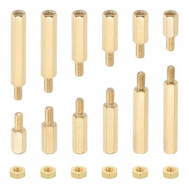 PATIKIL M3+6mm Standoff Screws, 240Pcs Male to Female Hex Brass PCB Standoff Spacer Screw Nut Assortment Kit for PCB Computer Circuit Board, Golden