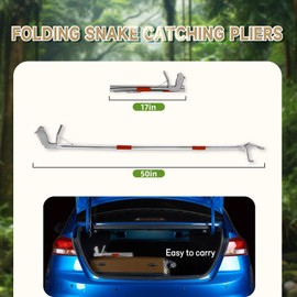 OHYV 50in Snake Grabber,Snake Grabber Tool Only 17 in After Folding, Snake Stick Suitable for Many Scenarios，Snake Tools can Also be Used as Reptile Tongs and Snake Hook (White Metal Handle)