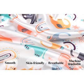 Satin Nursing Pillow Cover Set 2 Pack Ultra Soft Silk Compatible with Boppy Pillow for Breastfeeding Pillow Protect for Baby Hair and Skin Elephant & Rhino Lion