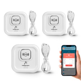 100dB Smart Water Sensor Alarm Water Leak Detector, with App Remote Monitor and Detection Lines, Wireless Tank Level Monitor for Basement,Kitchen,Bathroom (3pack)