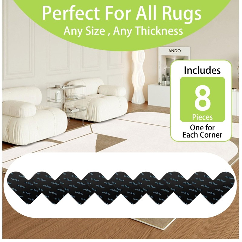 Alluring Non-Slip Mat for Carpet, Pack of 8, Washable and