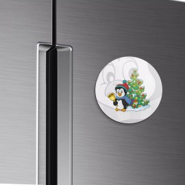 Unbranded Christmas Penguin Animal | 4'' X 4'' Round Decorative Magnet