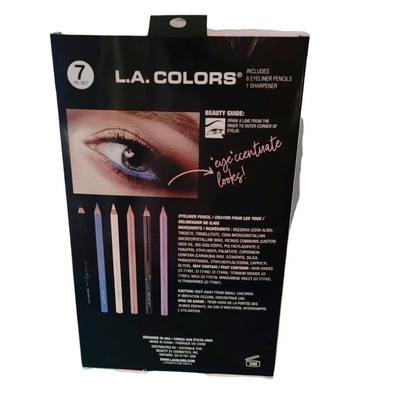 L.A. COLORS | Eyeliner Accentuate 7-Piece Eyeliner Pencils & Sharpener